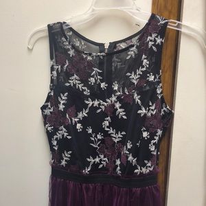 Mesh purple embroidered dress.